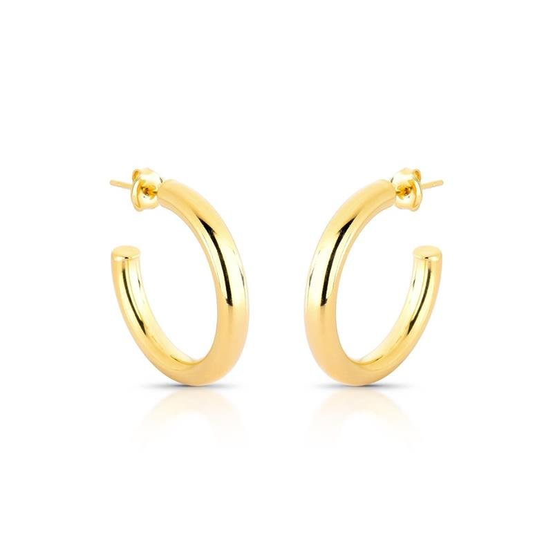 BRINCO ARGOLA TUBO G BANHADO OURO - .