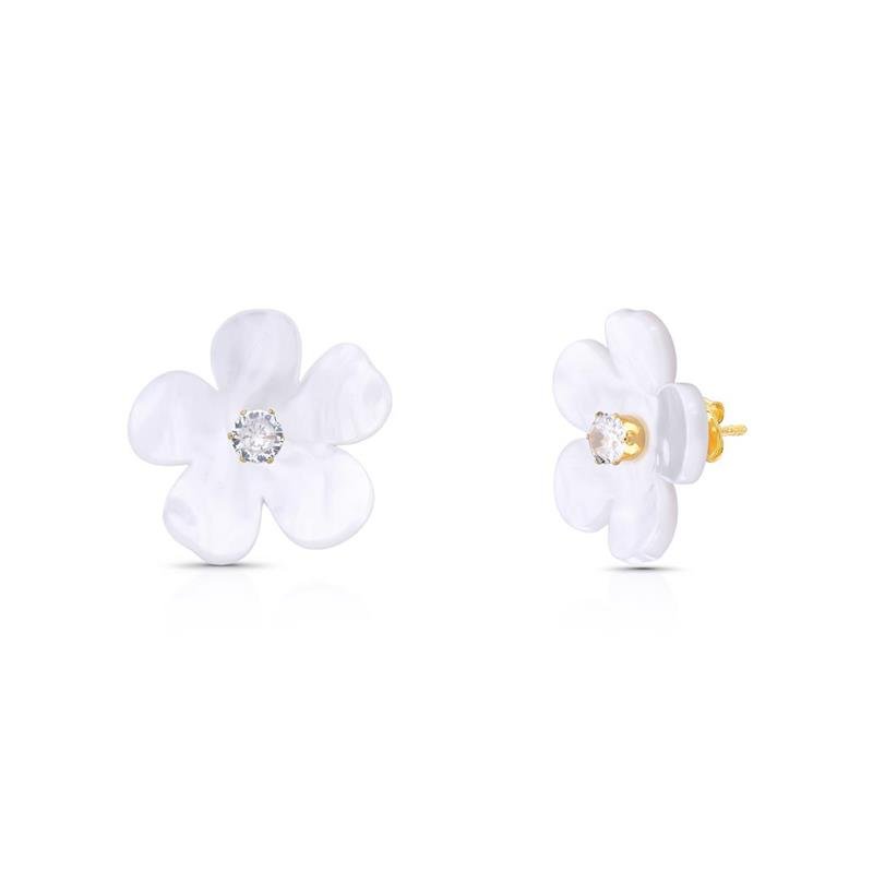 BRINCO FLOR BANHADO OURO - CRISTAL