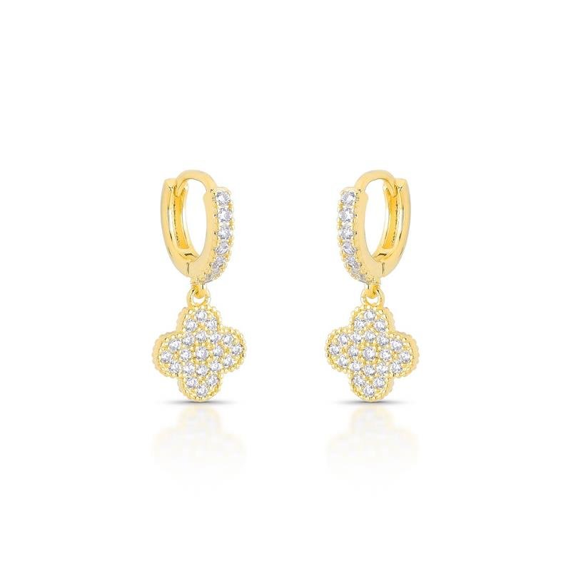 BRINCO VINTAGE CLICK CRAVEJADO BANHADO OURO - CRISTAL