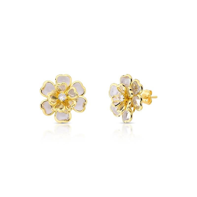BRINCO FLOR BANHADO OURO - CRISTAL