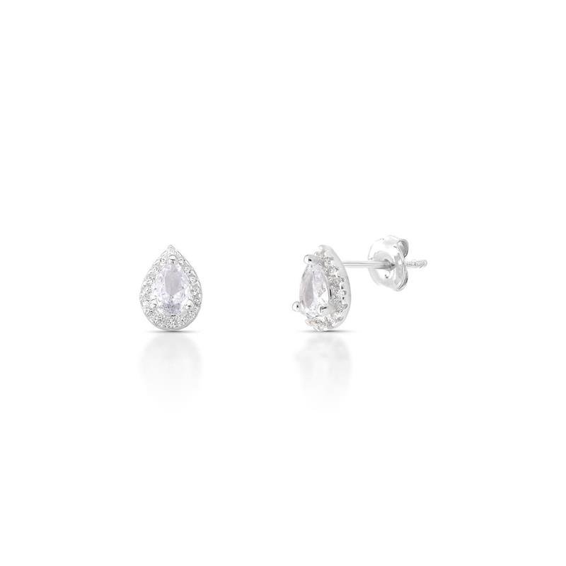 BRINCO GOTINHA CRAVEJADA PRATA 925 - CRISTAL