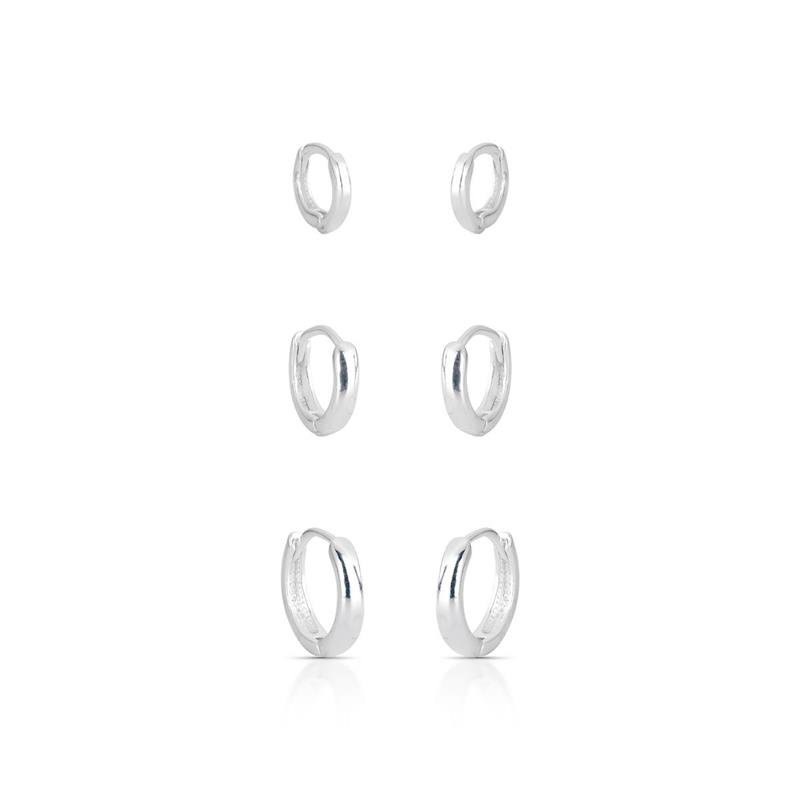 BRINCOS TRIO CLICK PRATA 925 - .