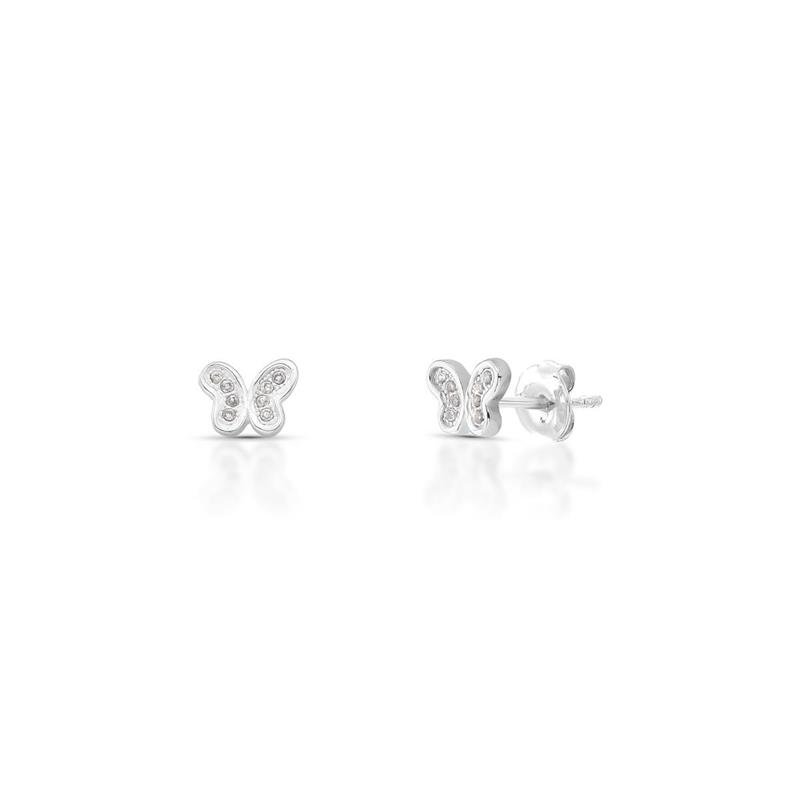 BRINCO BORBOLETINHA CRAVEJADA PRATA 925 - CRISTAL