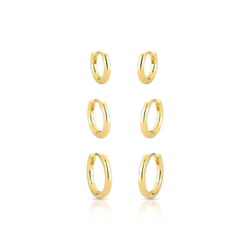 BRINCOS TRIO CLICK BANHADO OURO - .