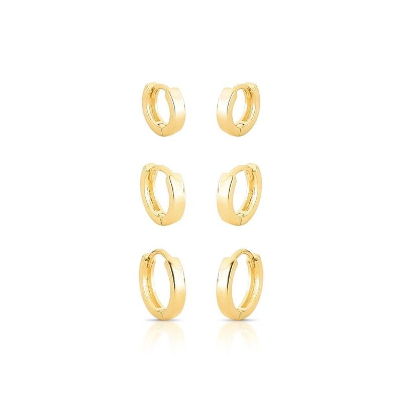 BRINCOS TRIO CLICK BANHADO OURO - .