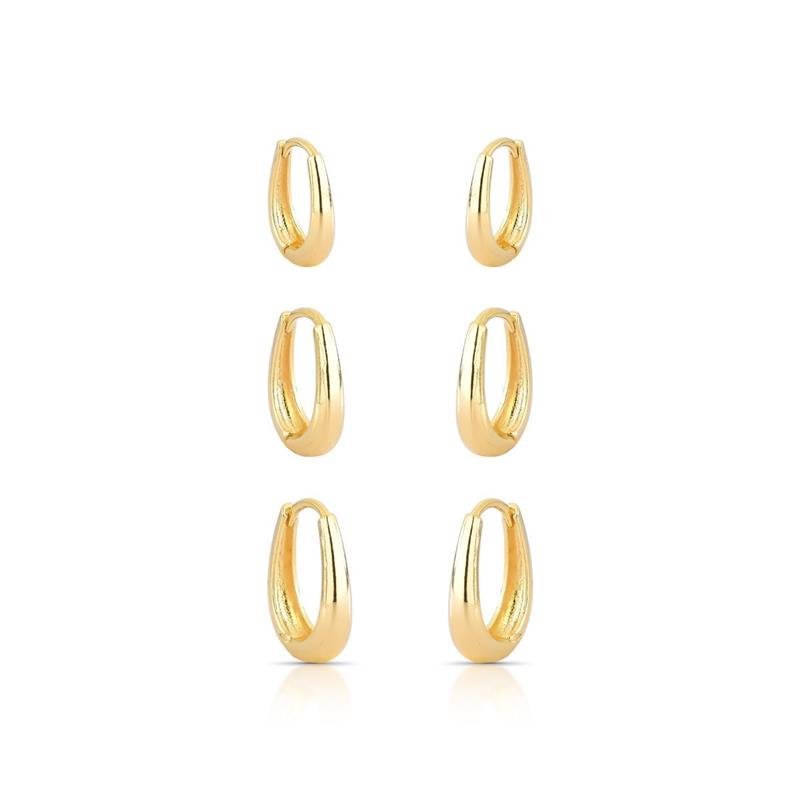 BRINCOS TRIO CLICK BANHADO OURO - .