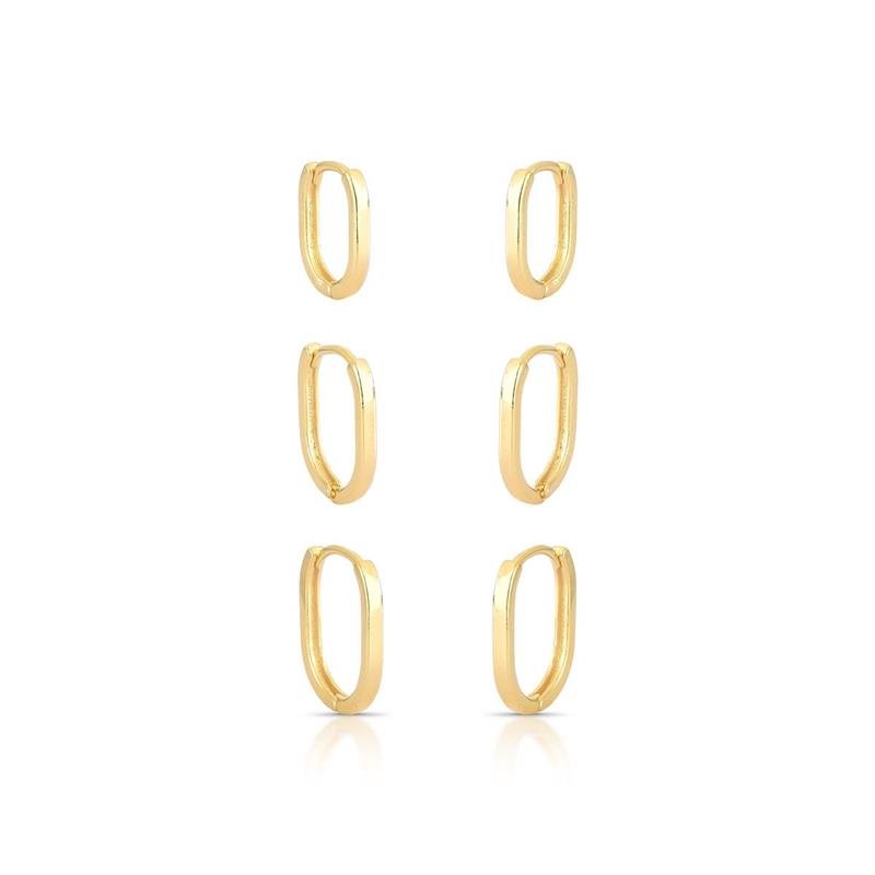 BRINCOS TRIO CLICK BANHADO OURO - .