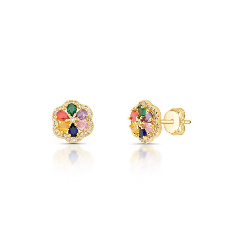 BRINCO FLOR M BANHADO OURO - COLORIDO
