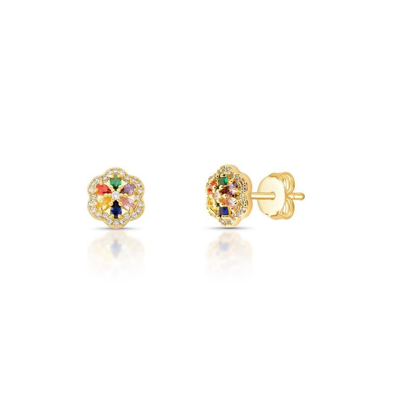 BRINCO FLOR P BANHADO OURO - COLORIDO