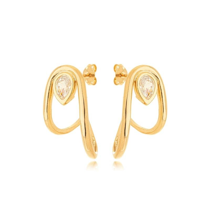 BRINCO ZIRCONIA BANHADO OURO - CRISTAL