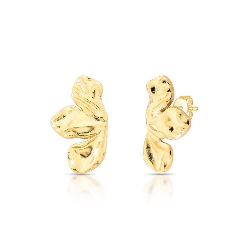 BRINCO MEIA FLOR BANHADO OURO - .