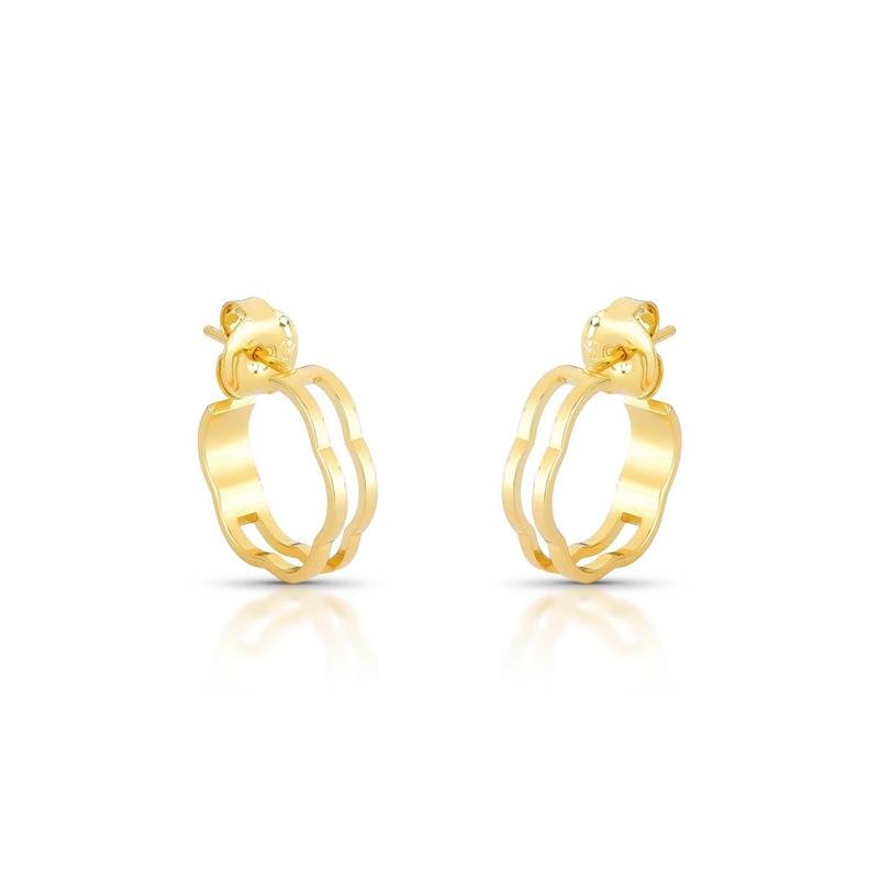 BRINCO ARGOLA FLOR BANHADO OURO - .