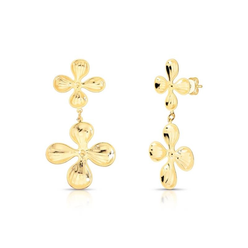 BRINCO FLORES BANHADO OURO - .