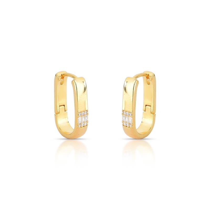 BRINCO CLICK CRAVEJADO BANHADO OURO - CRISTAL