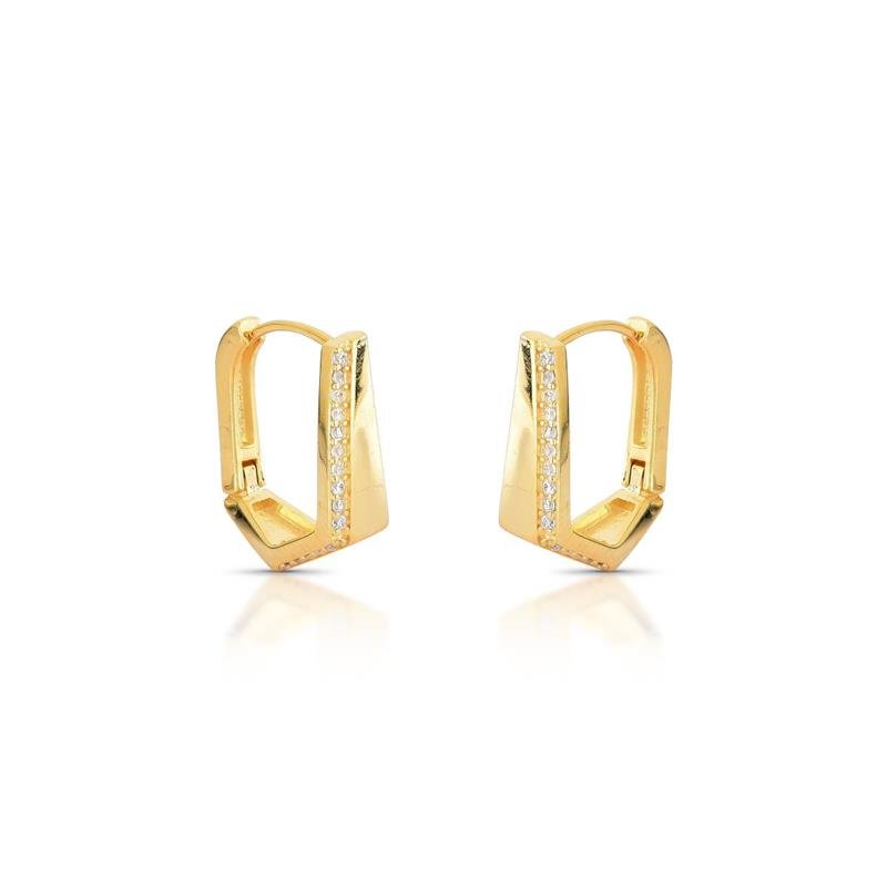 BRINCO CLICK CRAVEJADO BANHADO OURO - CRISTAL