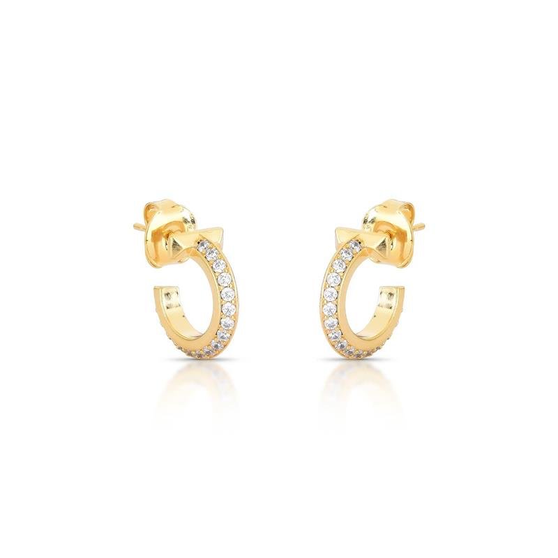 BRINCO ARGOLA CRAVEJADA BANHADO OURO - CRISTAL