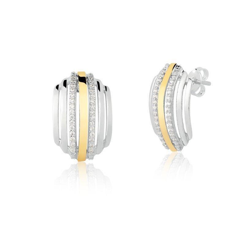 BRINCO CRAVEJADO COM FILETE DE OURO 10K PRATA 925 - CRISTAL