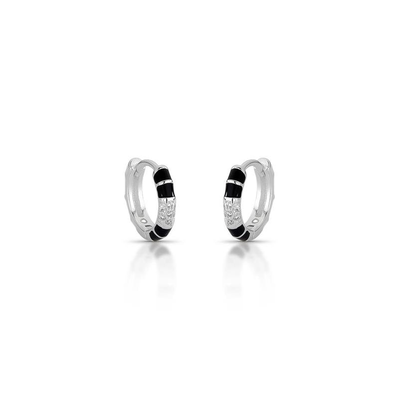 BRINCO CLICK RESINADO PRATA 925 - PRETO E BRANCO