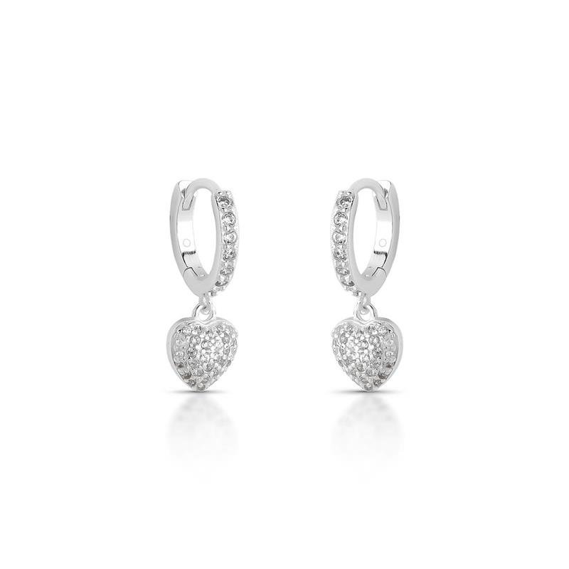 BRINCO CLICK CORAÇÃO PRATA 925 - CRISTAL
