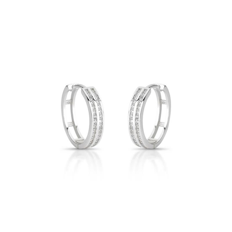 BRINCO CLICK DUPLO CRAVEJADO PRATA 925 - CRISTAL