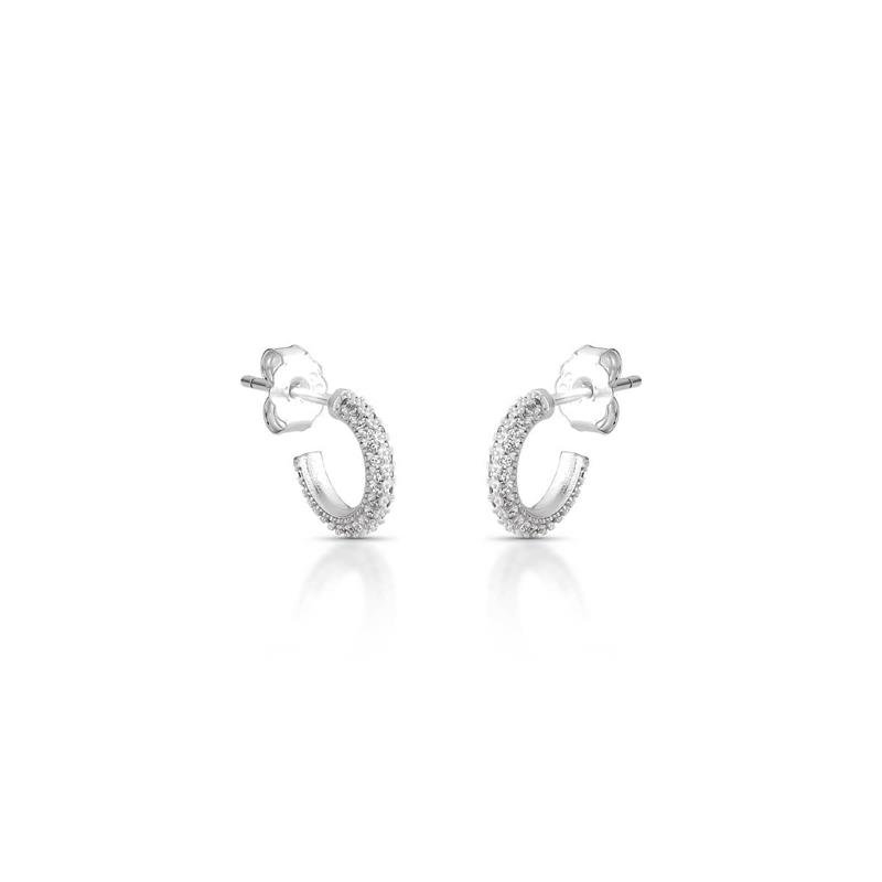 BRINCO ARGOLINHA CRAVEJADA PRATA 925 - CRISTAL