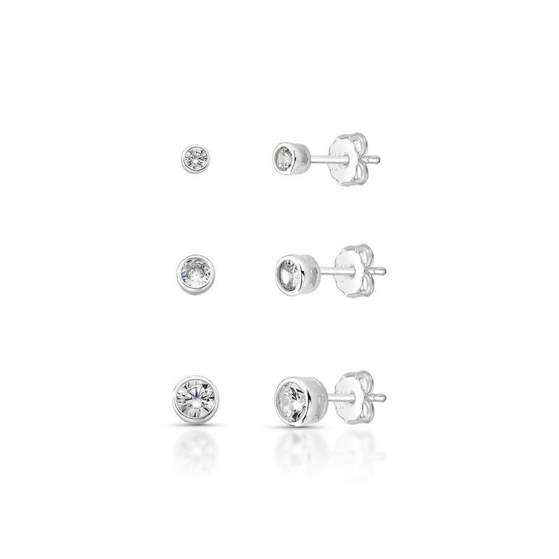 BRINCOS TRIO PONTOS DE LUZ PRATA 925 - CRISTAL