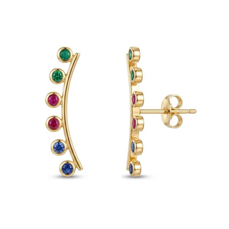 BRINCO CRAVEJADO BANHADO OURO - COLORIDO