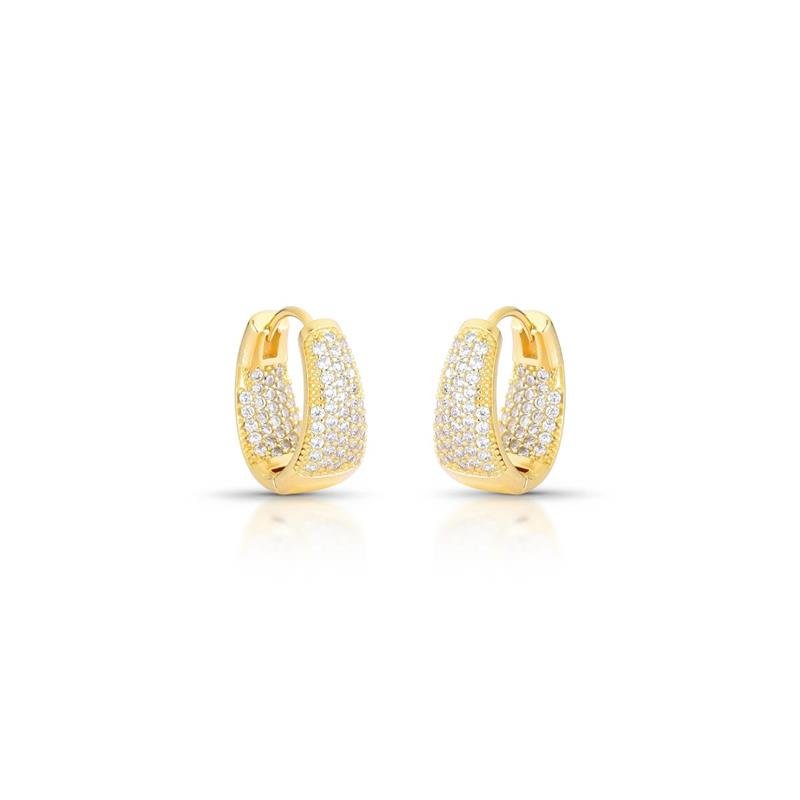 BRINCO CLICK CRAVEJADO BANHADO OURO - CRISTAL