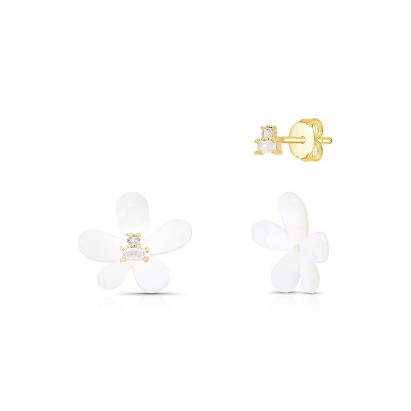 BRINCO FLOR BANHADO OURO - CRISTAL