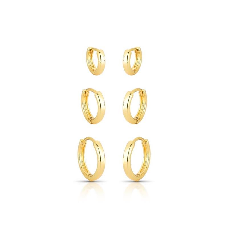 BRINCOS TRIO CLICK BANHADO OURO - .
