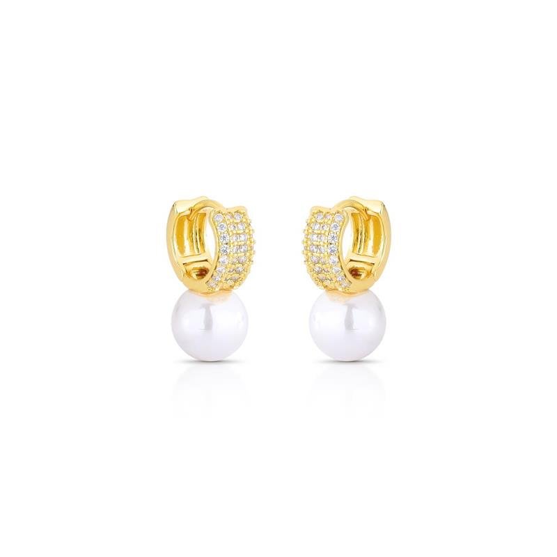 BRINCO CLICK CRAVEJADO BANHADO OURO - CRISTAL