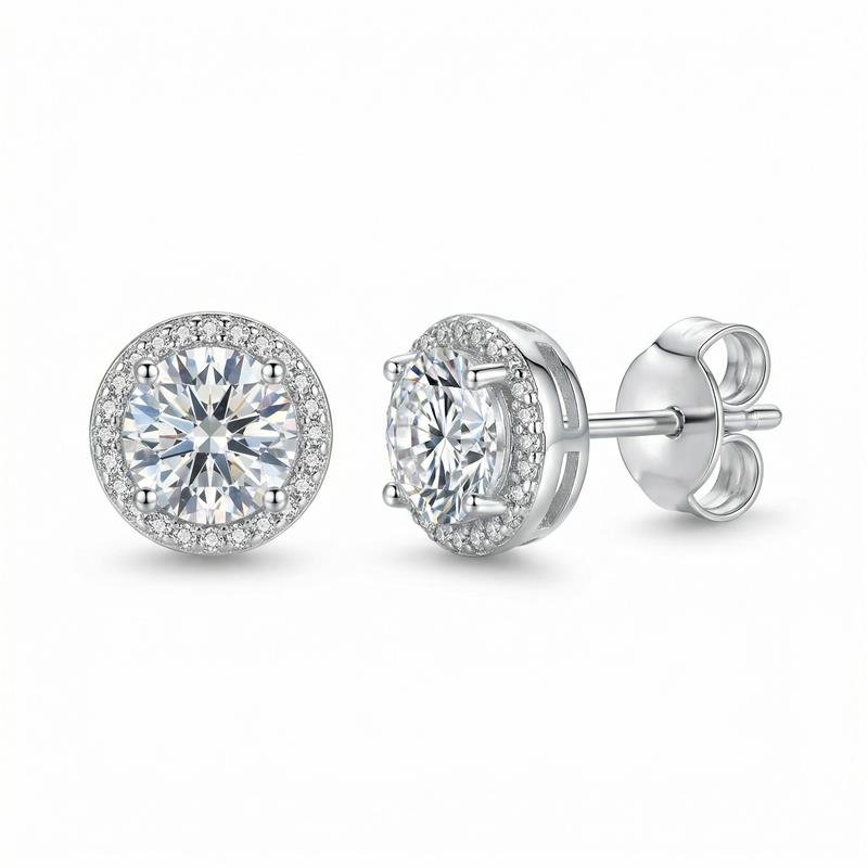 BRINCO ZIRCONIA REDONDA PRATA - CRISTAL