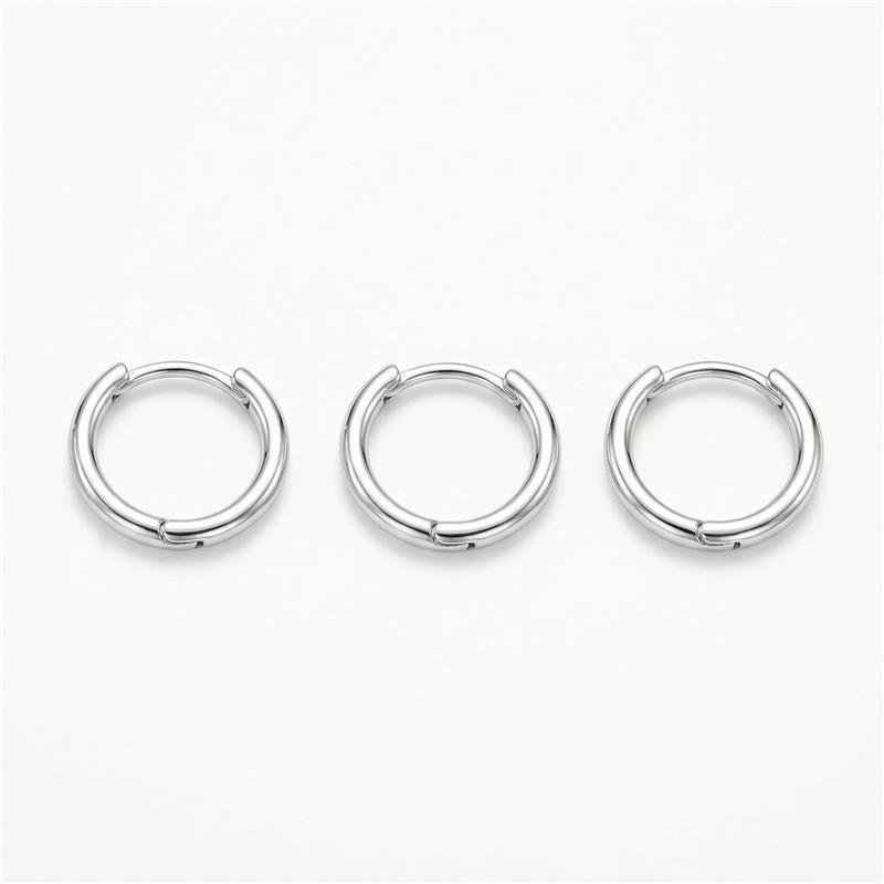 BRINCOS TRIO CLICK ARGOLAS PRATA - .