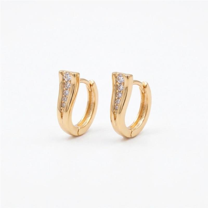 BRINCO CLICK CRAVEJADO BANHADO OURO - CRISTAL