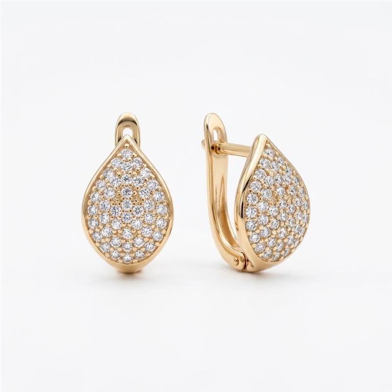 BRINCO CLICK FOLH CRAVEJADO BANHADO OURO - CRISTAL