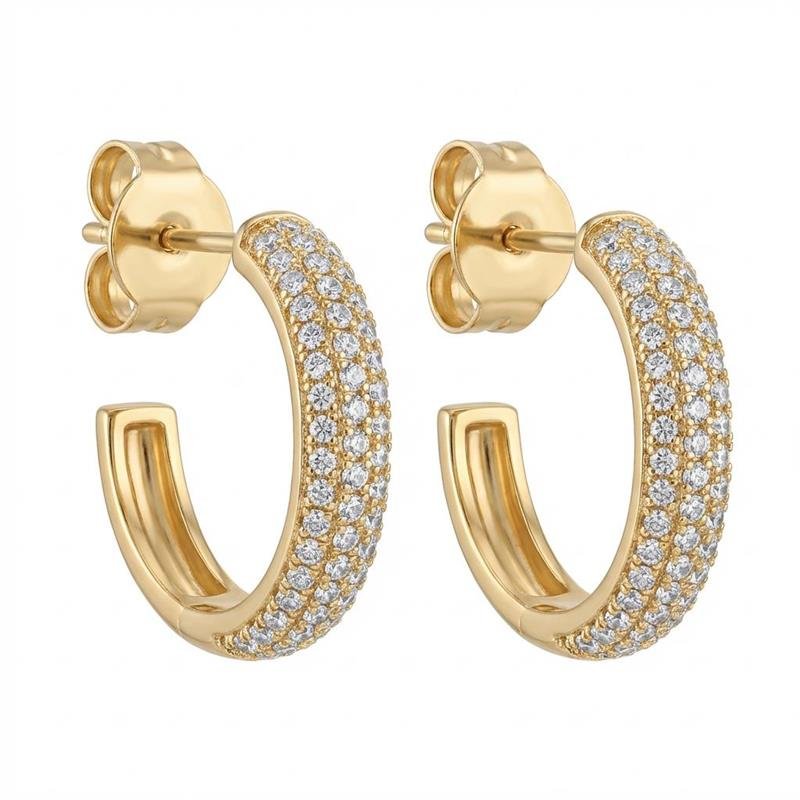 BRINCO ARGOLA CRAVEJADA BANHADO OURO - CRISTAL