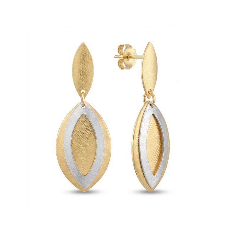BRINCO FOLHA BANHADO OURO - PRATA/OURO