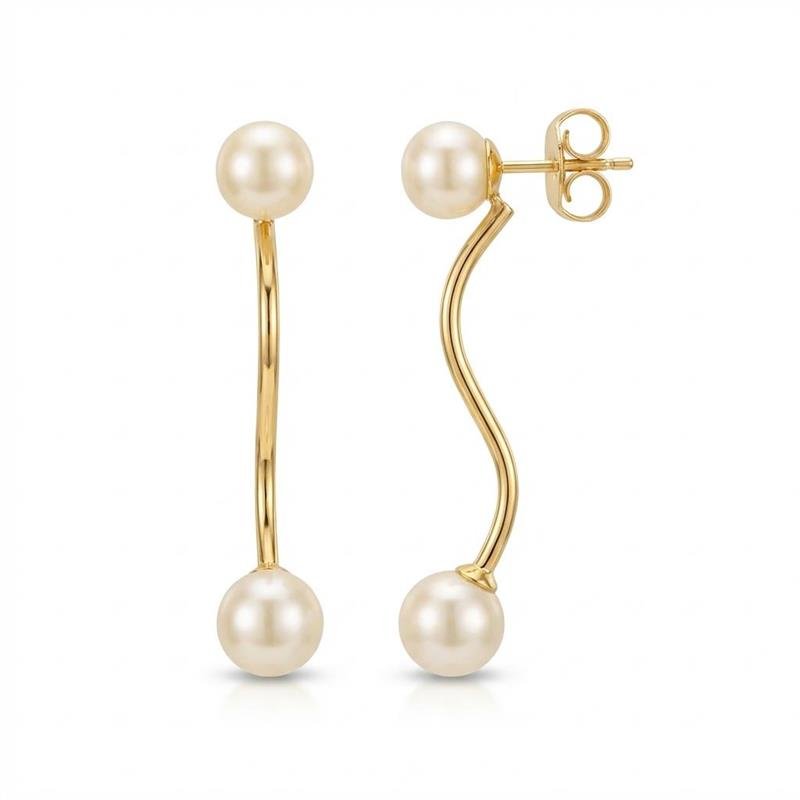 BRINCO PÉROLAS BANHADO OURO - .