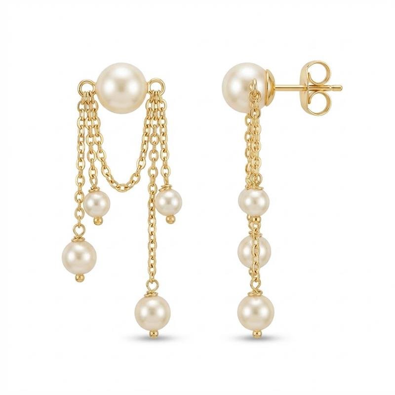 BRINCO FRANJA PÉROLAS BANHADO OURO - .