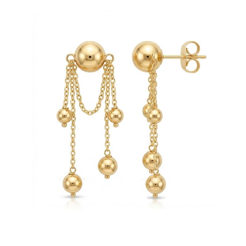 BRINCO FRANJA ESFERAS BANHADO OURO - .