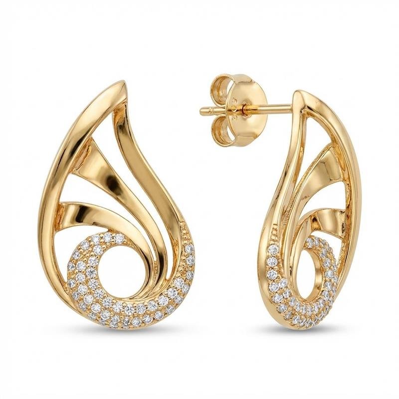 BRINCO GOTA CRAVEJADA BANHADO OURO - CRISTAL