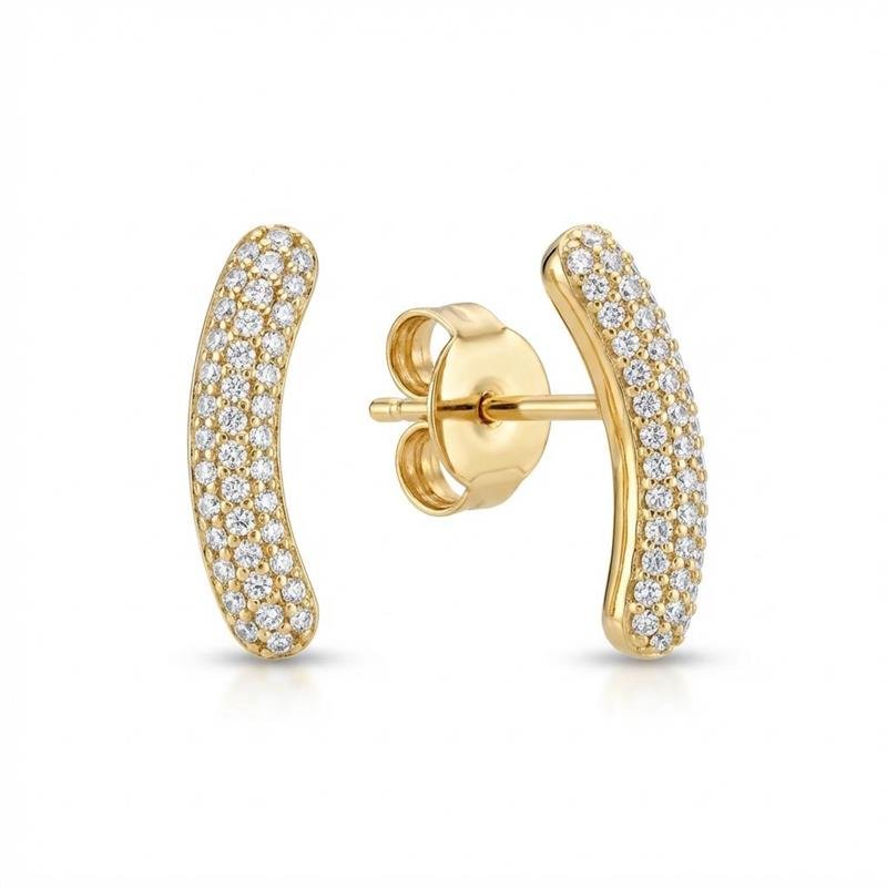 BRINCO FILETE CRAVEJADO BANHADO OURO - CRISTAL