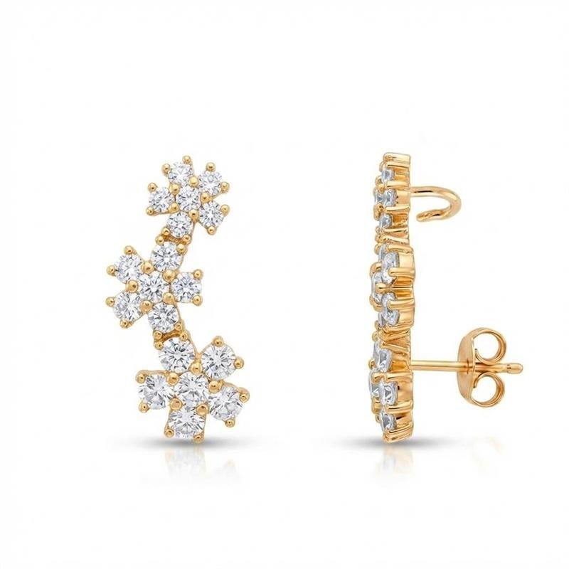 BRINCO FLORES BANHADO OURO - CRISTAL
