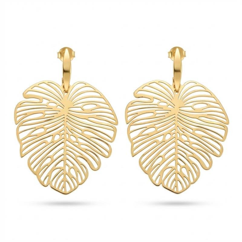BRINCO FOLHA BANHADO OURO - .