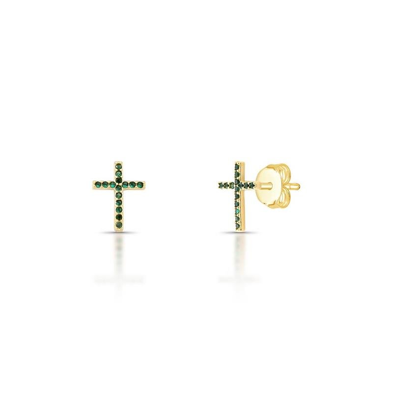 BRINCO CRUZ CRAVEJADA BANHADO OURO - VERDE