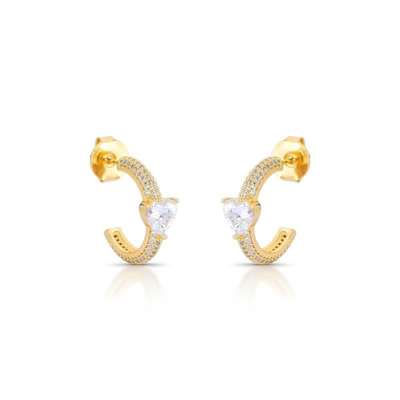 BRINCO ARGOLA CRAVEJADA BANHADO OURO - CRISTAL