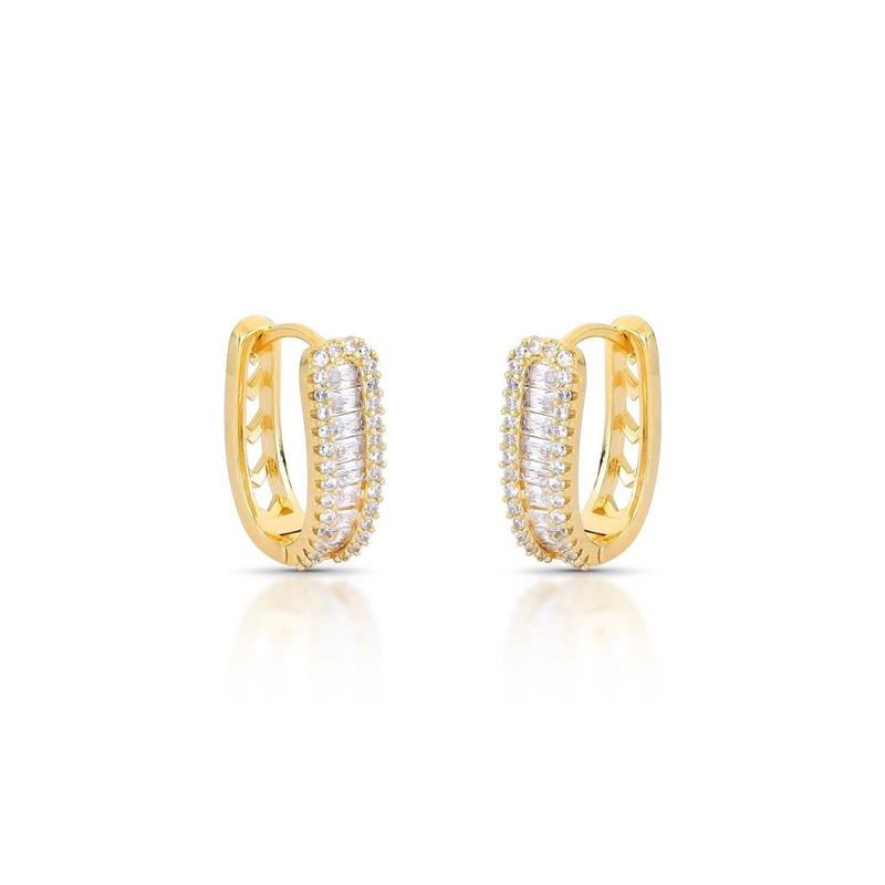 BRINCO CLICK CRAVEJADO BANHADO OURO - CRISTAL
