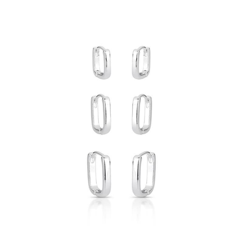BRINCOS TRIO CLICK PRATA LEVE - .