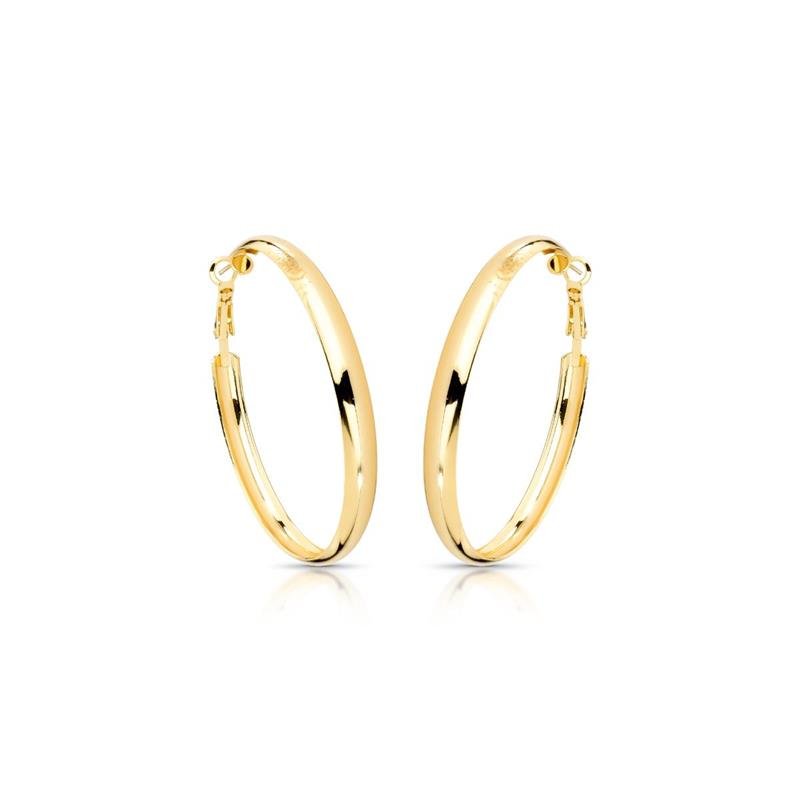 BRINCO ARGOLA MEIA CANA BANHADO OURO - .