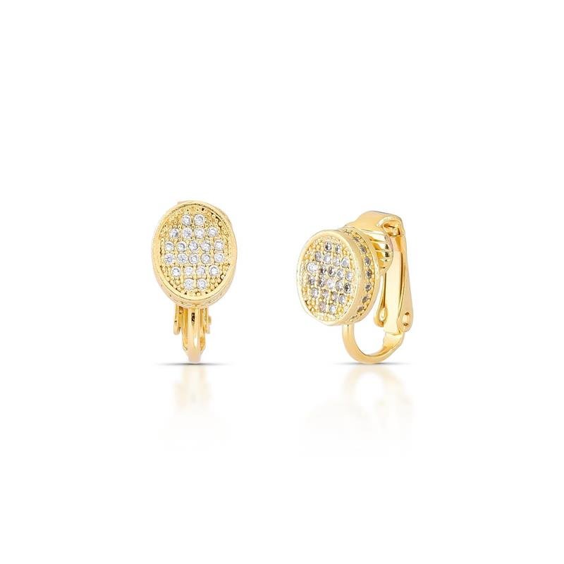 BRINCO PRESSÃO CRAVEJADO BANHADO OURO - CRISTAL